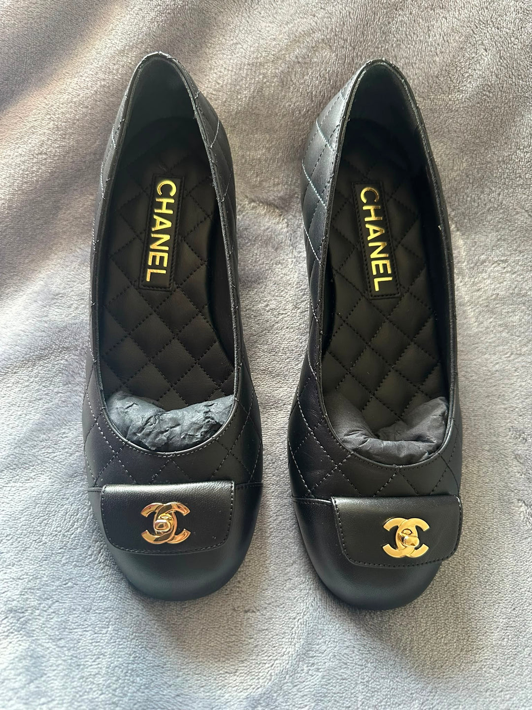 CHANEL Black Ballerina Shoes EU 37.5