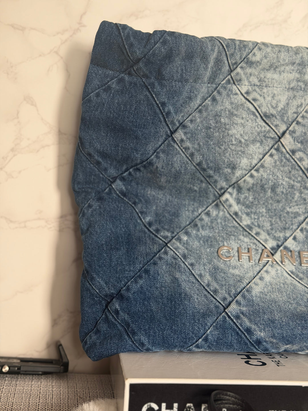 CHANEL Denim 22 Hobo Bag size Medium SHW with detachable pouch 2022