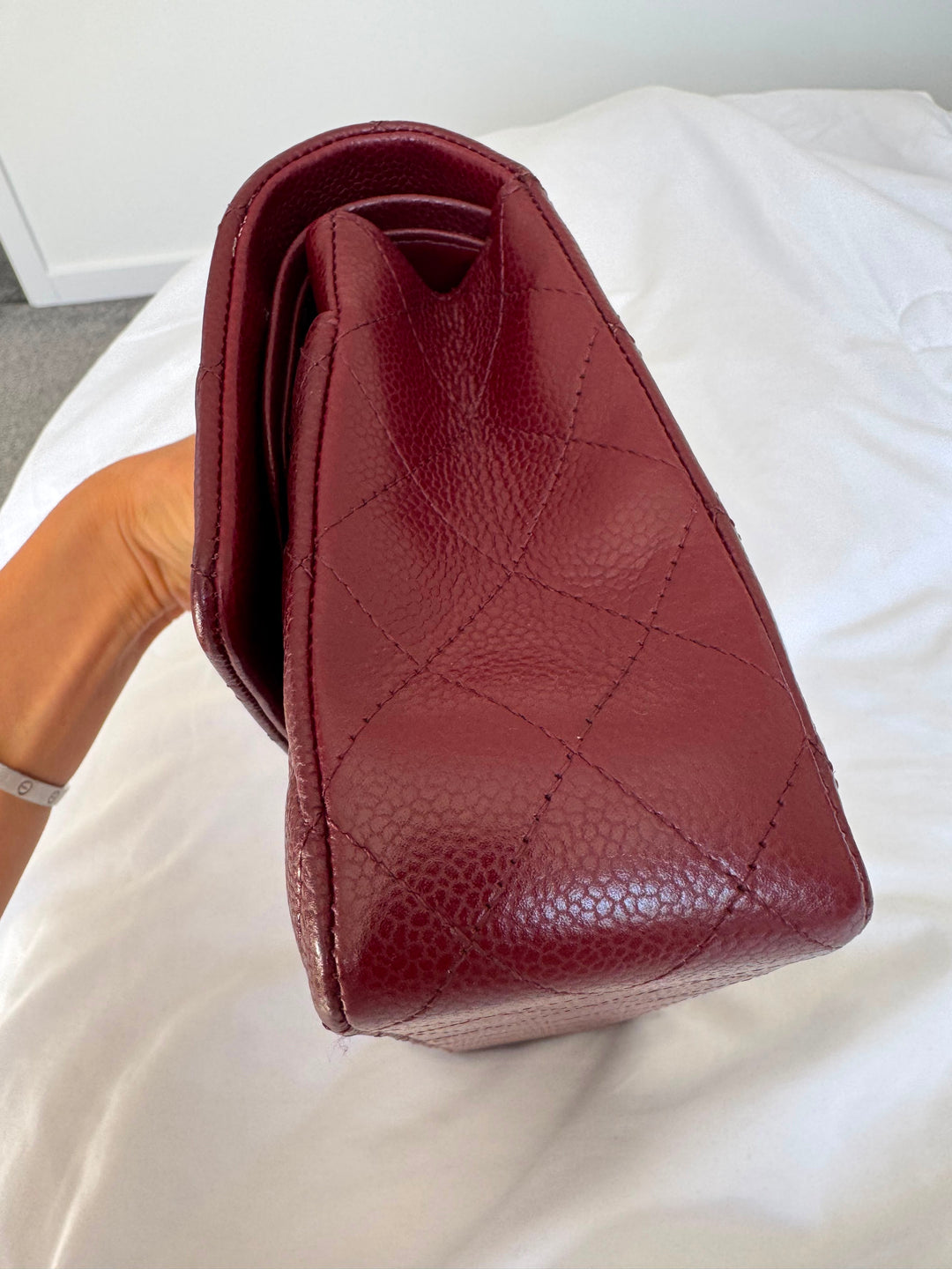 CHANEL series 21 2015 15B Burgundy Caviar GHW Medium ML Timeless Classic Double Flap Bag
