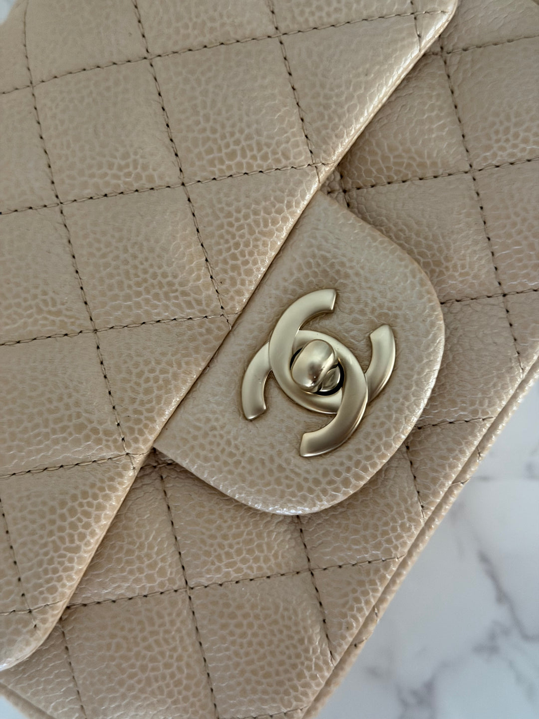 Chanel series 20 15C collection 2014/2015 Pearly Beige Caviar Brushed GHW Square Mini Flap Bag