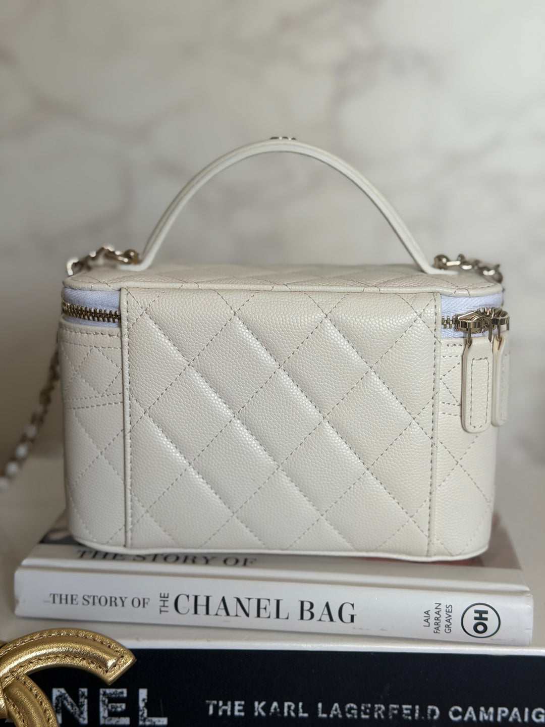 CHANEL 26C White Caviar LGHW Small Vanity with Top Handle 2026