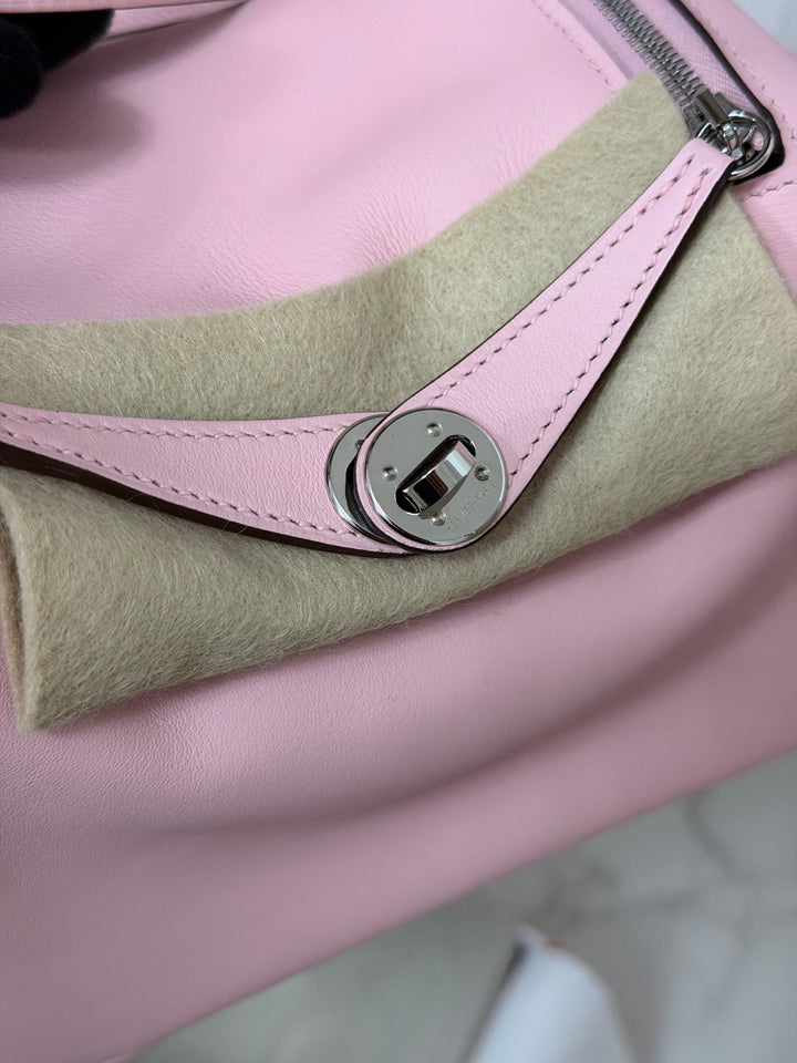 Hermes Mini Lindy Rose Sakura Swift leather PHW Stamp B 2024 *Rare combo*