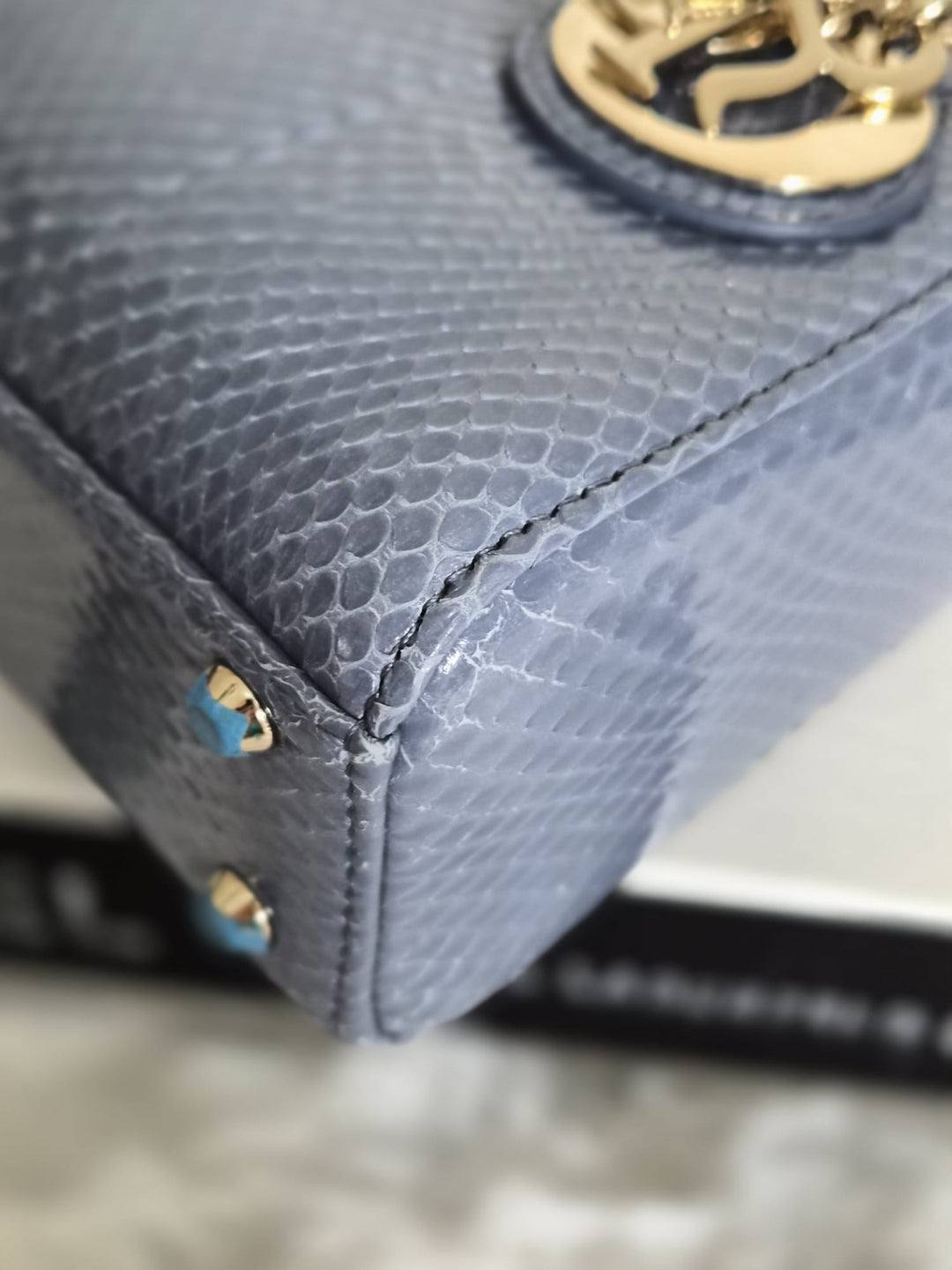 DIOR Lady Dior MINI in Blue Grey Python Leather LGHW 2020