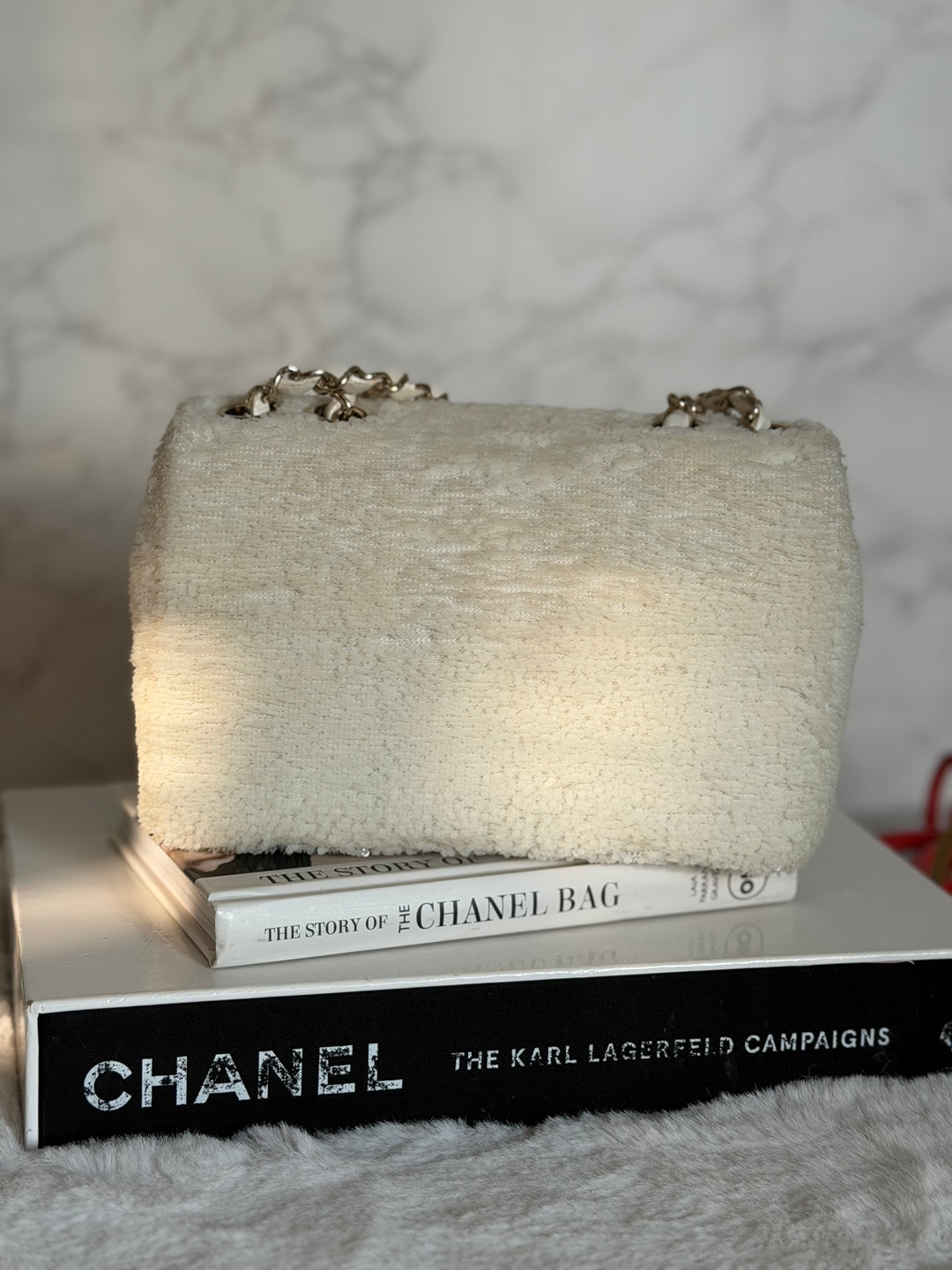 CHANEL series 28 19B White Sequin SMALL Flap Bag LGHW 2019