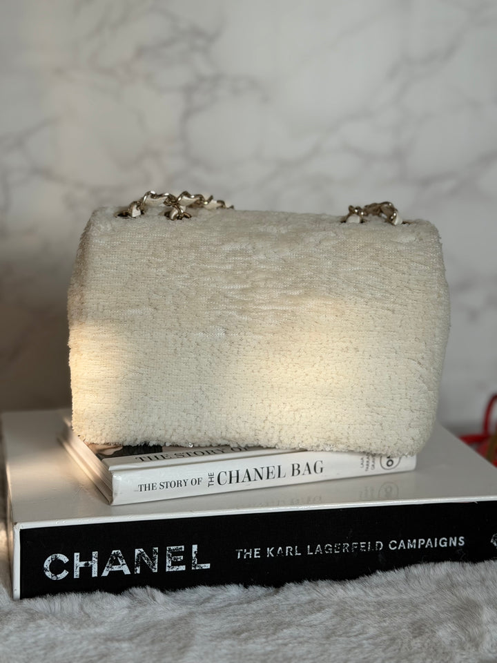 CHANEL series 28 19B White Sequin SMALL Flap Bag LGHW 2019