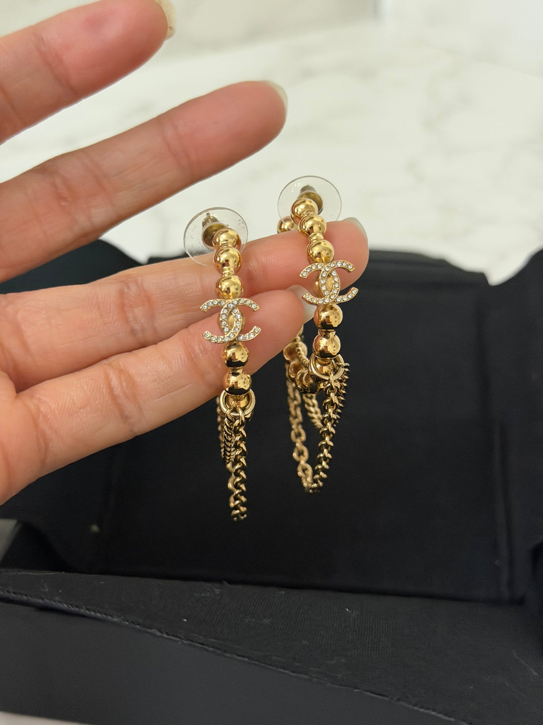 CHANEL 22C Gold Beads Earrings