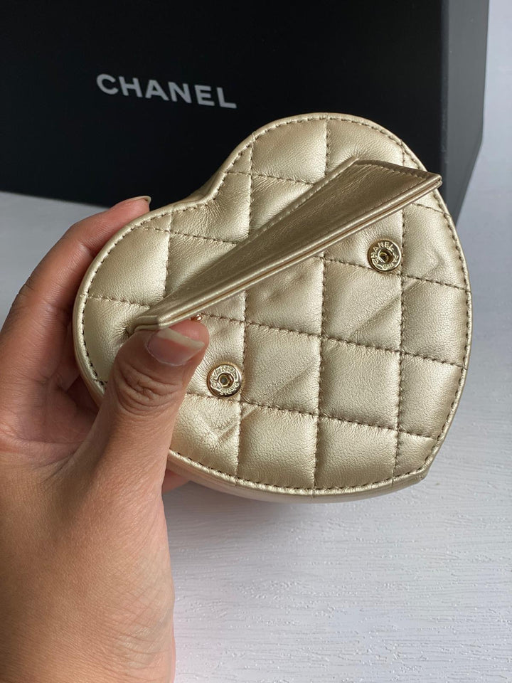 Chanel 22S 2022 Gold Lambskin LGHW Heart Belt bag