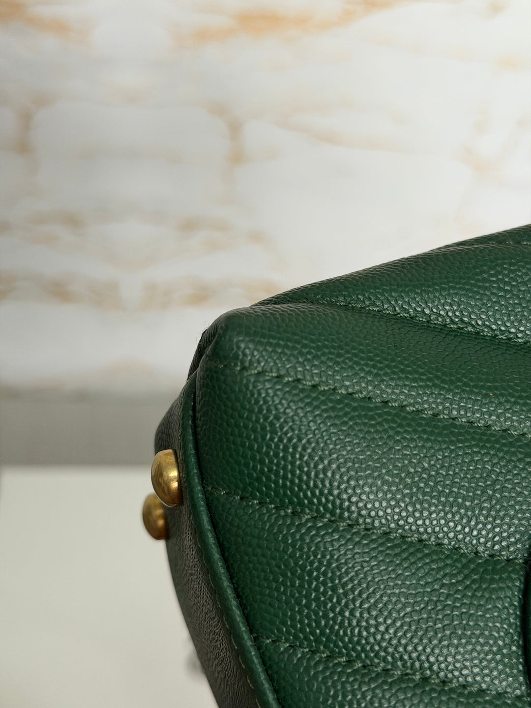 CHANEL series 26 Forrest Dark Green Caviar Chevron Aged GHW Coco Handle Size SMALL 24 cms 2018