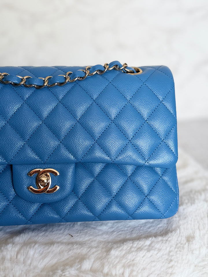Chanel series 30 2020 Blue Caviar LGHW Medium ML timeless Classic double Flap Bag