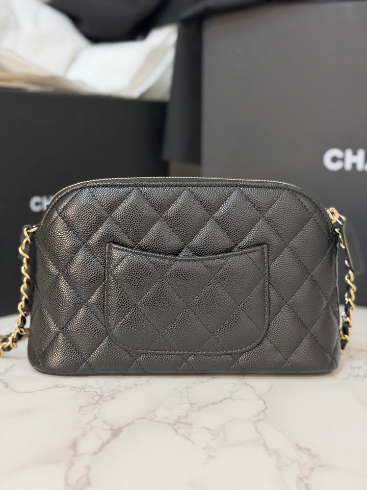 CHANEL Black caviar LGHW Vanity Bag with Chain