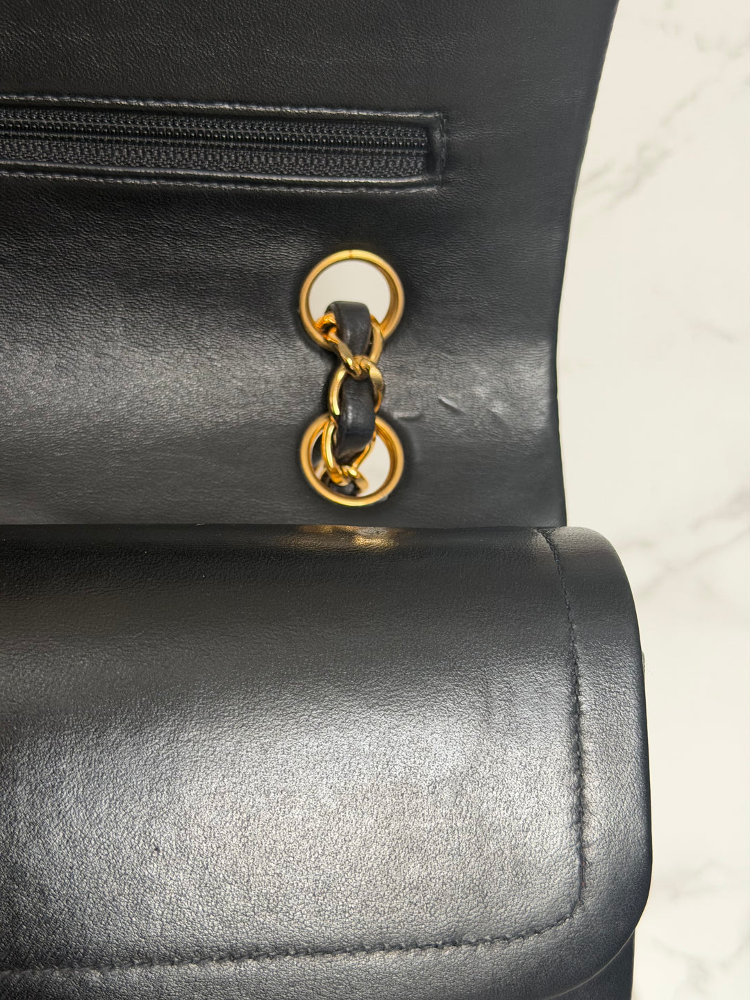 CHANEL series 6 Black Lambskin 24K GHW Vintage Medium ML Timeless Classic Double Flap Bag circa 2000-2002