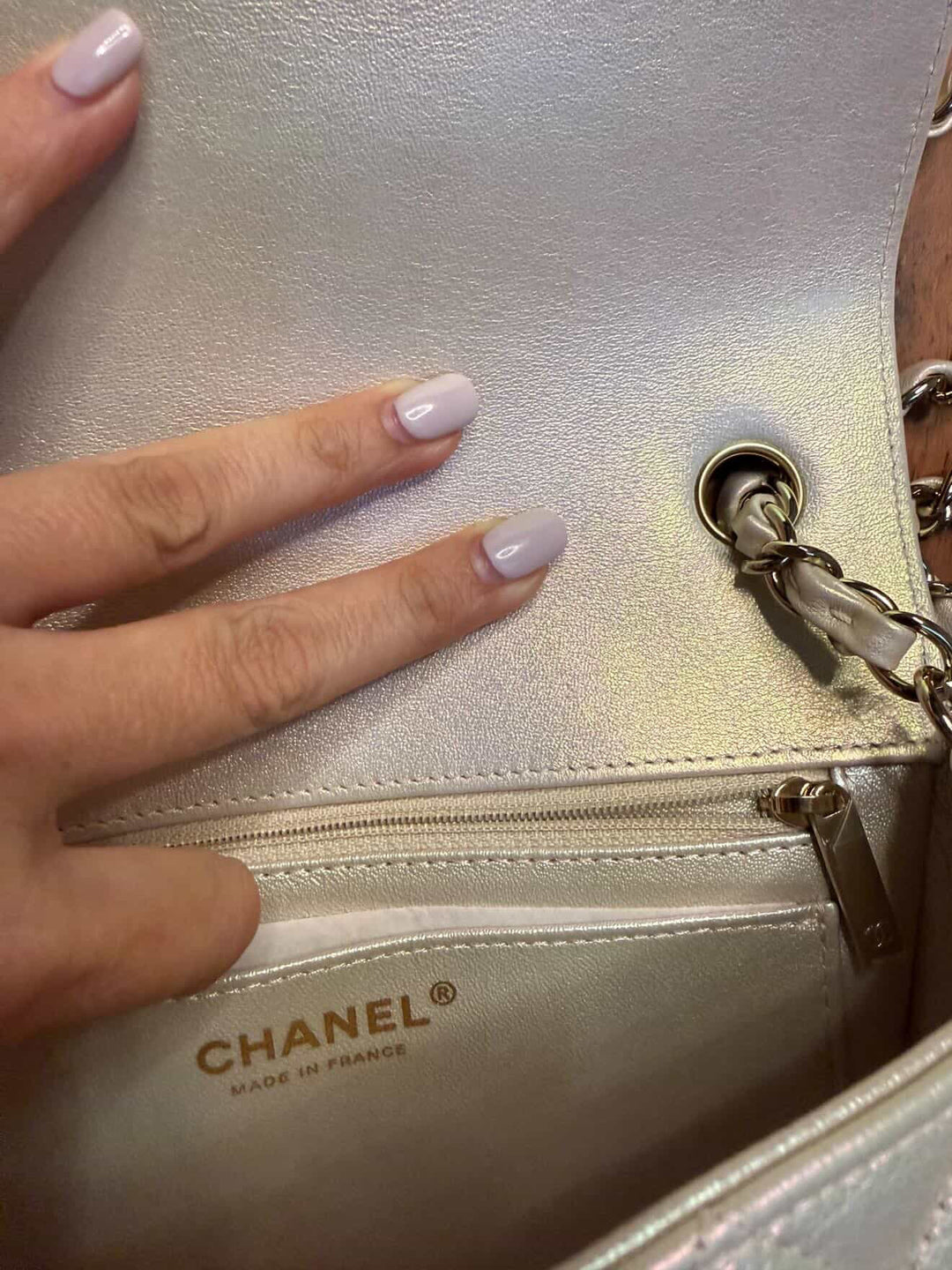 CHANEL series 31 Iridescent Ivory Calf Skin LGHW Mini Rectangular Flap Bag 20B collection 2020