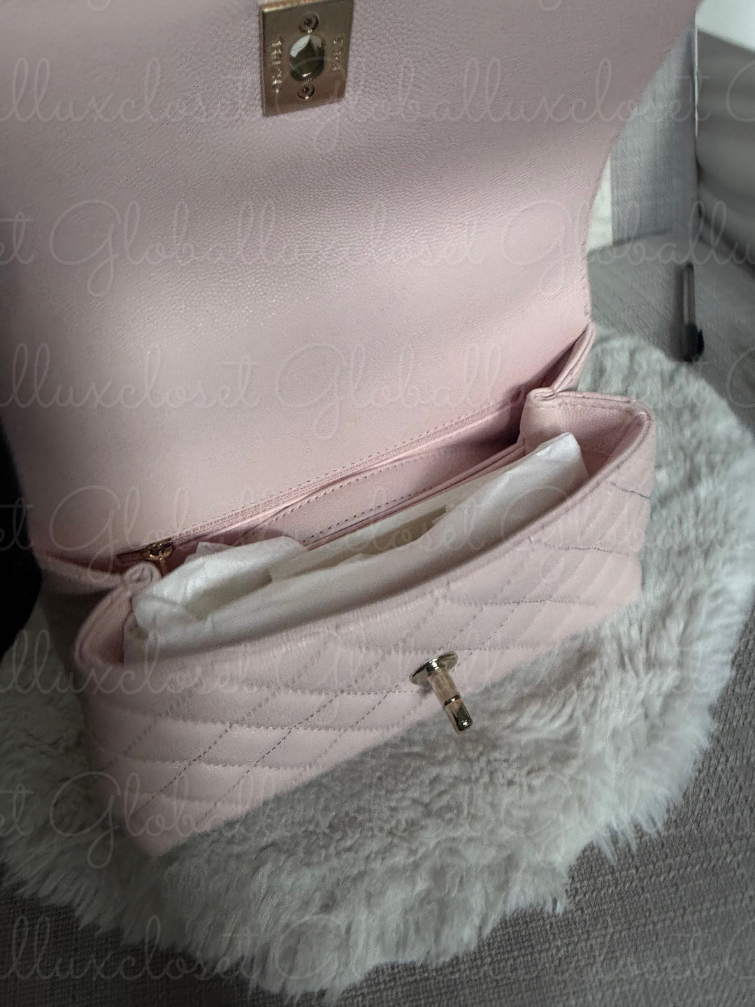 CHANEL 22P Light Pink Sakura Caviar LGHW Coco handle Flap Bag With detachable strap size Small 2022