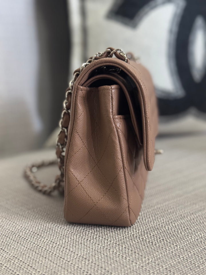 Chanel series 24 17B 2017 Fall/Winter Collection Taupe Caviar SHW Medium ML Timeless Classic Double Flap Bag