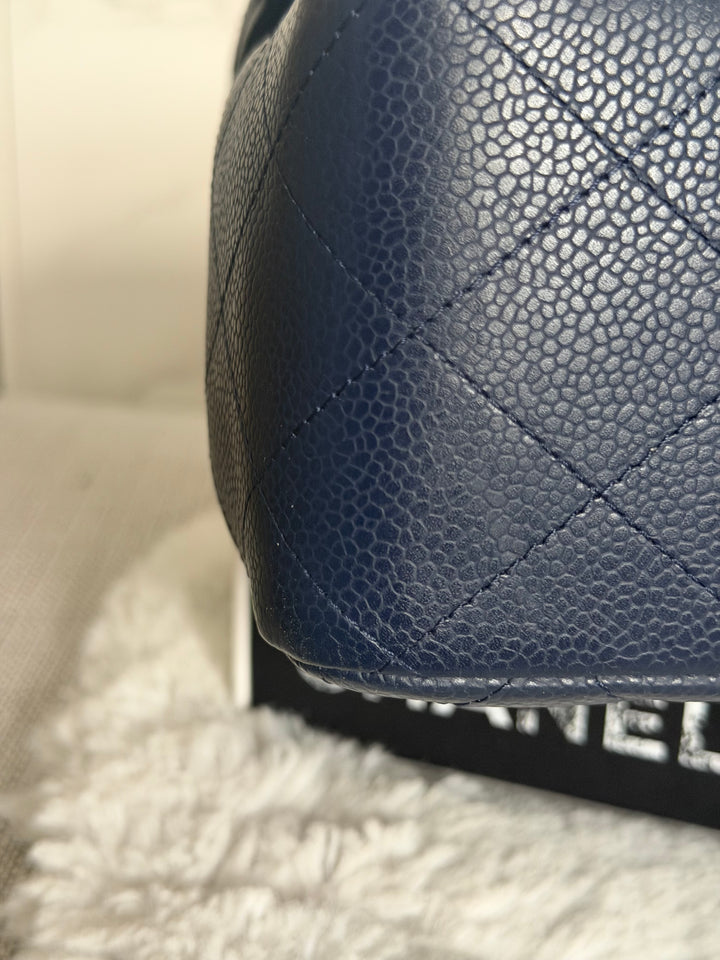CHANEL series 13 Navy Caviar SHW Timeless Classic Jumbo Single Flap Bag 2010