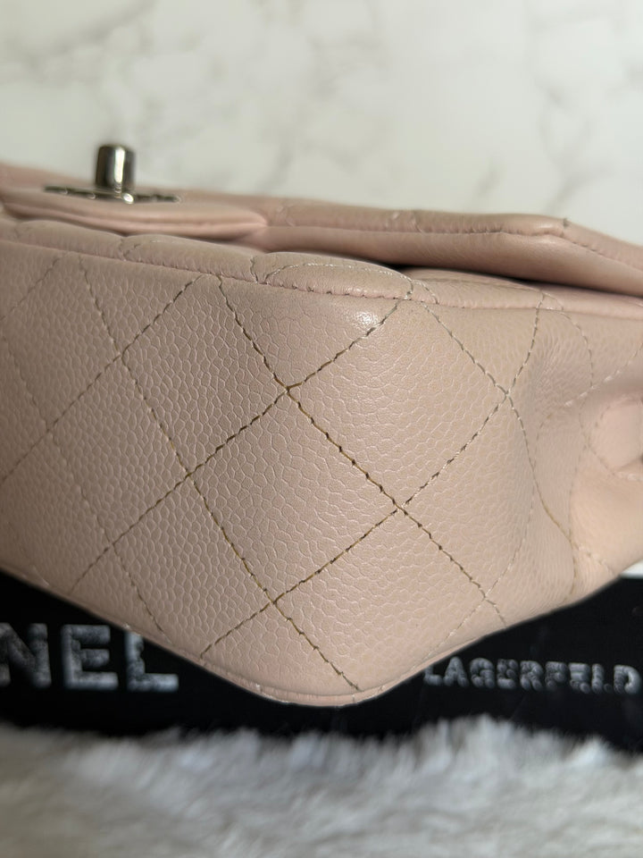 CHANEL series 18 Light Sakura Pink Caviar SHW Mini Rectangular Flap Bag 2014 14C collection