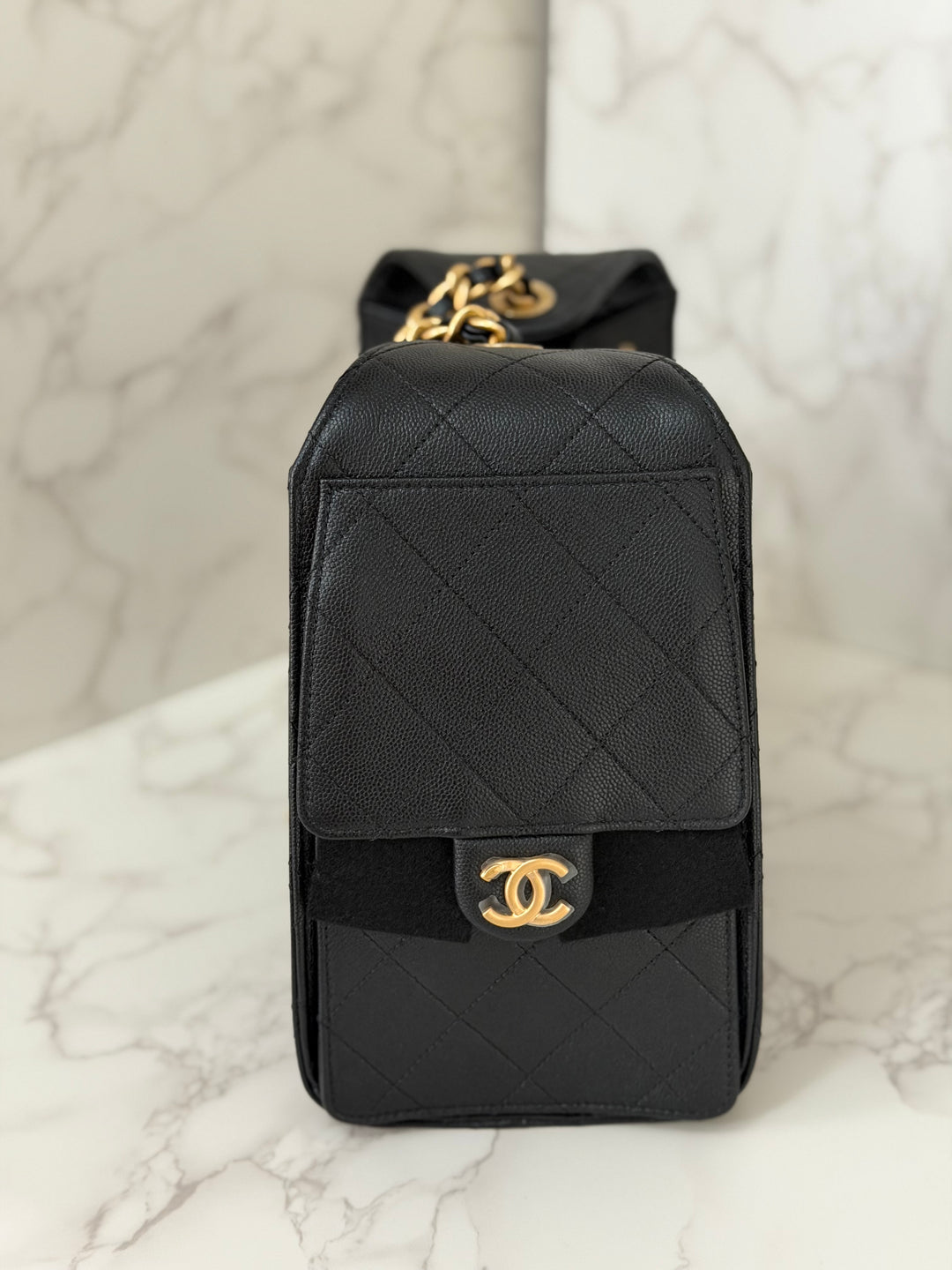 CHANEL 25 2025 size SMALL in Black Caviar Aged GHW Hobo Bag