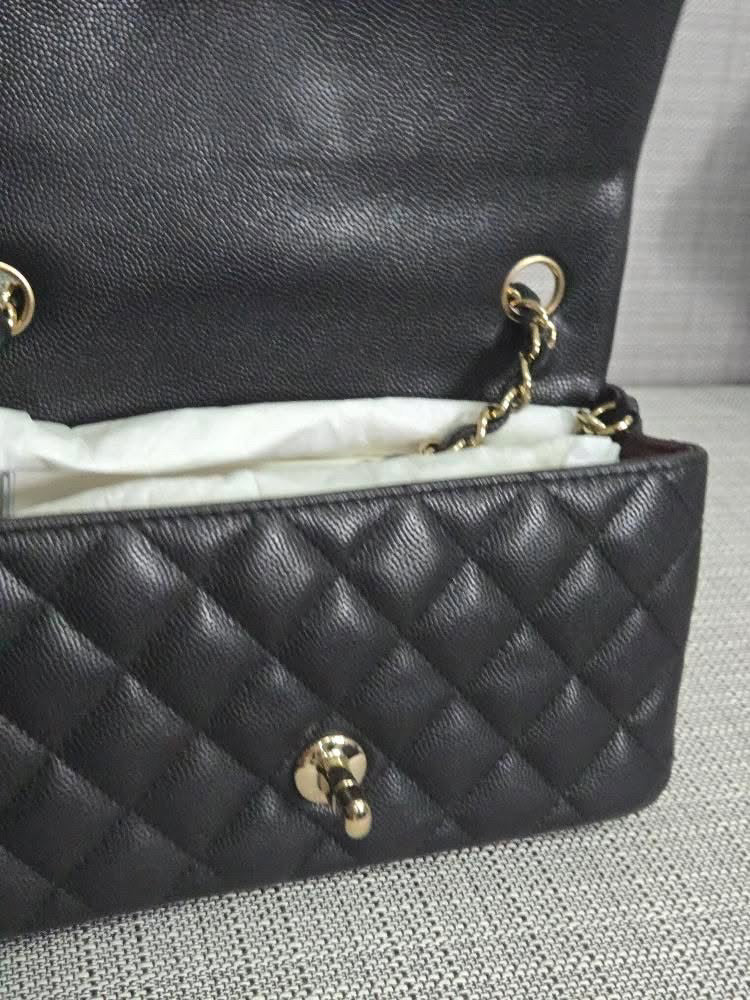 Chanel series 24 2017 17B Black caviar LGHW Mini Rectangular Flap Bag with Burgundy Leather lining