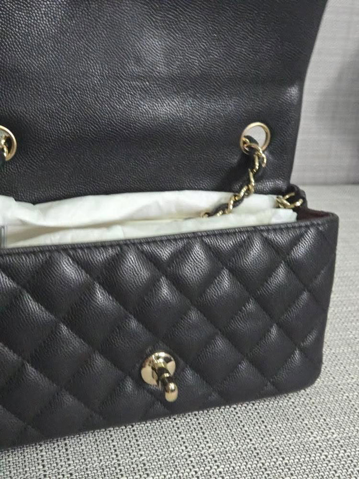 Chanel series 24 2017 17B Black caviar LGHW Mini Rectangular Flap Bag with Burgundy Leather lining