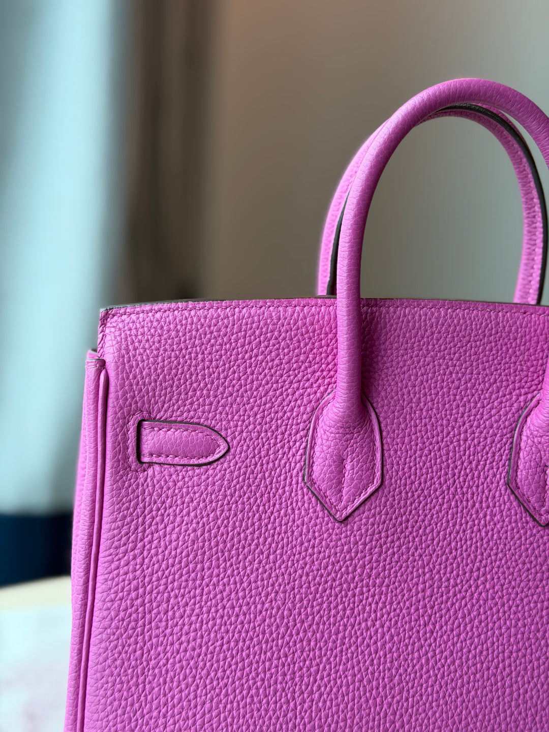 HERMÈS Rose Pourpre Togo Leather PHW Birkin 25 stamp C 2017