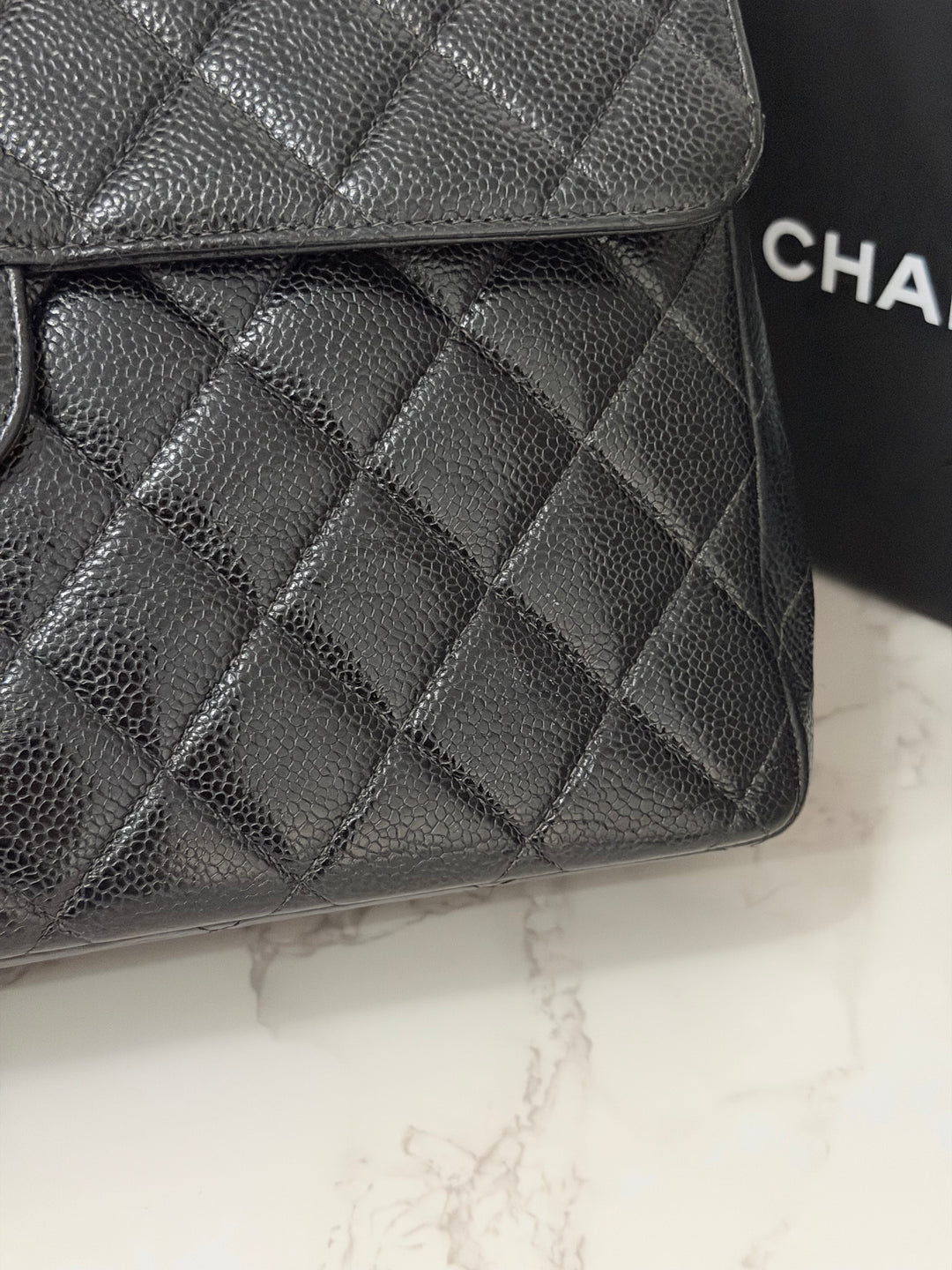Chanel Series 7 24K GHW Black Caviar Vintage Jumbo Single Flap Bag 2008/2009