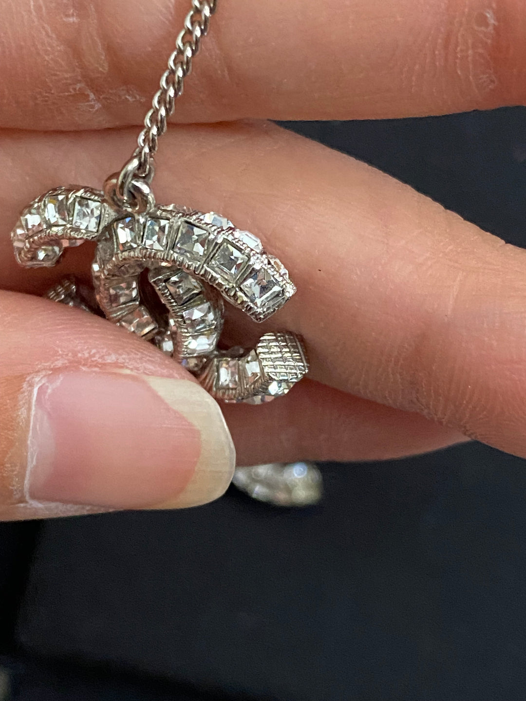 Chanel Crystal Earrings Silver Hardware
