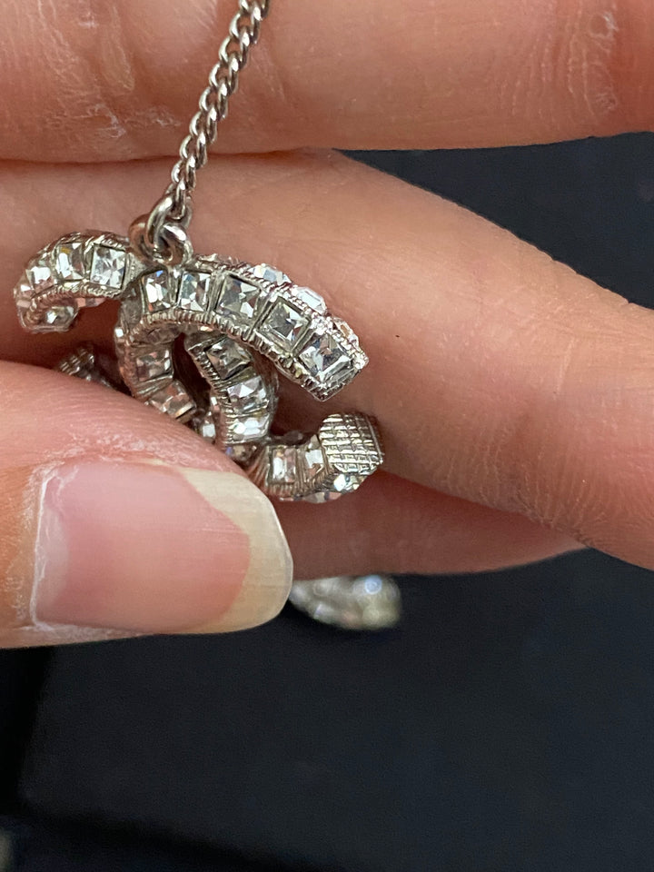 Chanel Crystal Earrings Silver Hardware