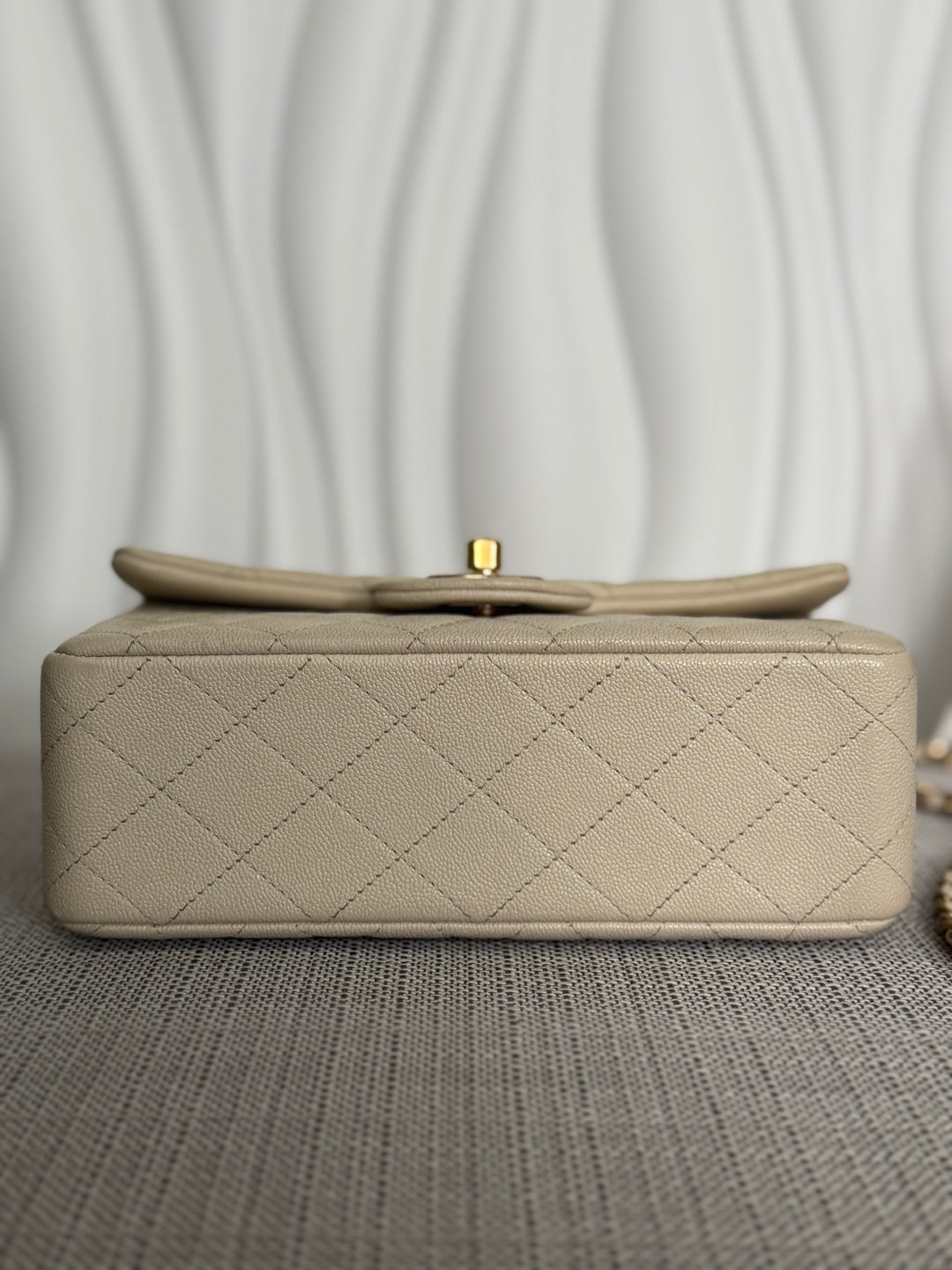 CHANEL 21S series 31 Beige Caviar Aged GHW Mini Rectangular Flap Bag with Top Handle 2021