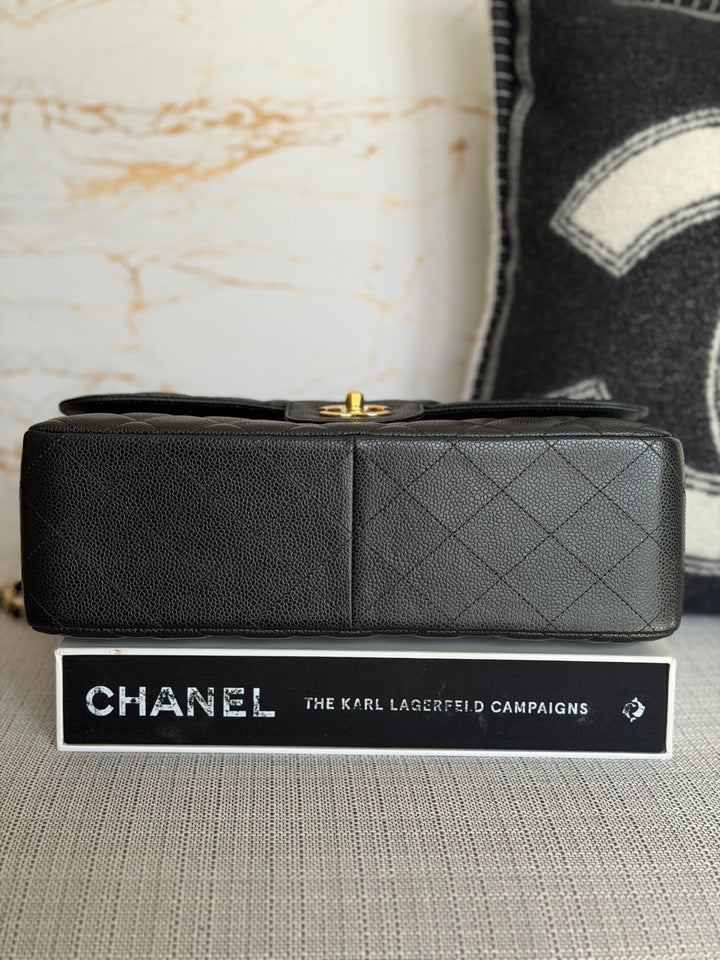 CHANEL series 15 Black Caviar GHW Jumbo Timeless Classic Double Flap Bag 2011