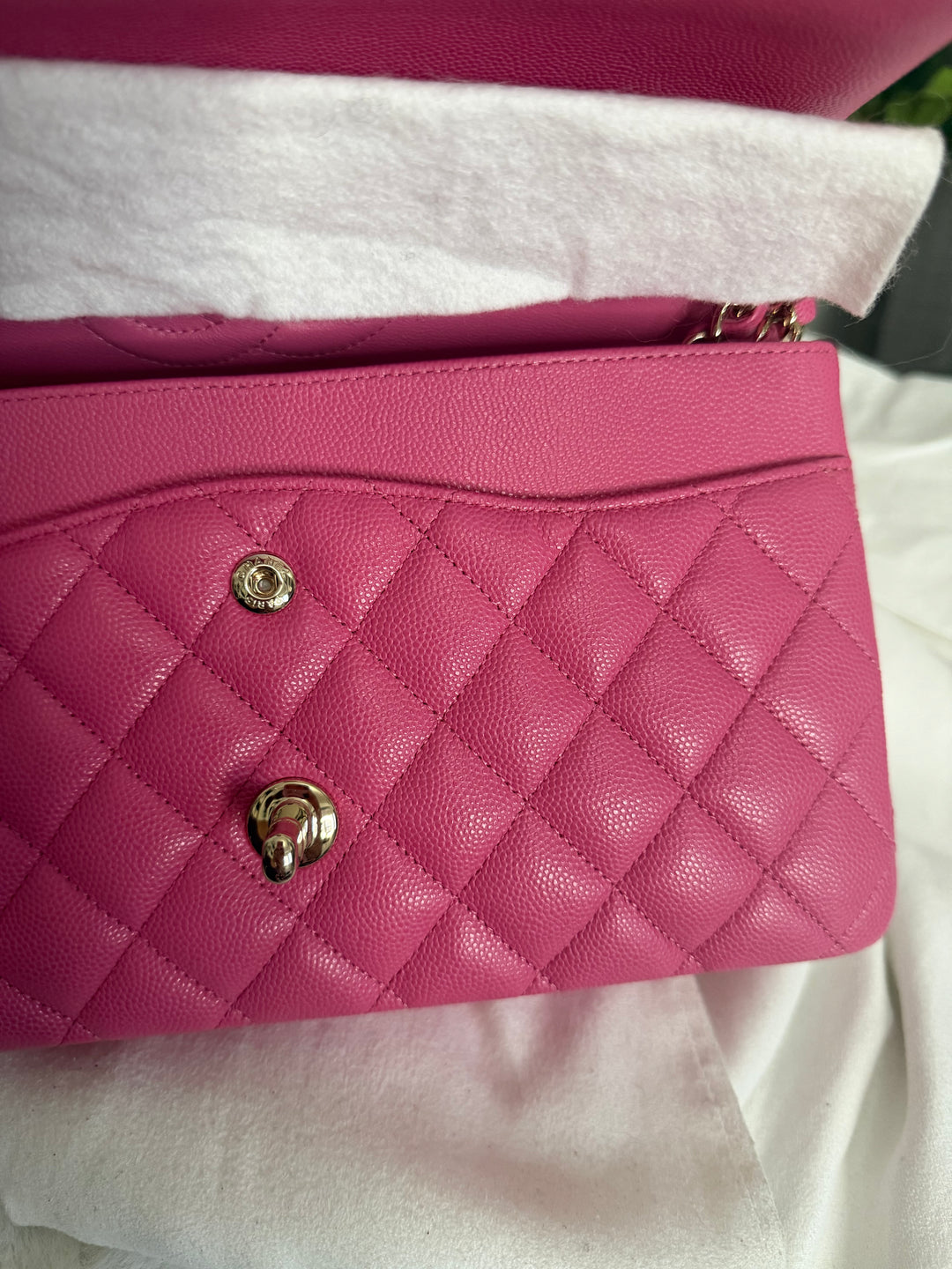 CHANEL series 27 19C Barbie Pink Caviar LGHW 11.12 Medium M/L Timeless Classic Double Flap Bag