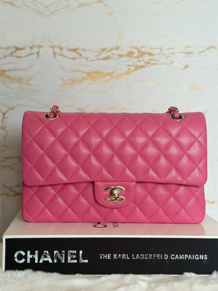 CHANEL series 27 19C Barbie Pink Caviar LGHW 11.12 Medium M/L Timeless Classic Double Flap Bag