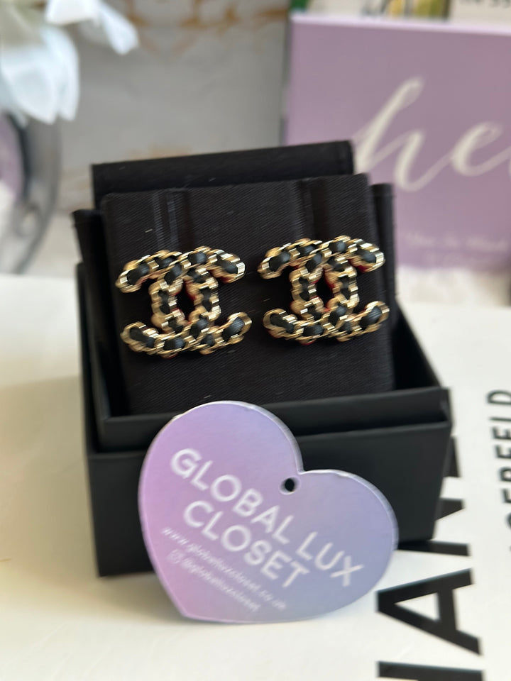 Chanel 23B Wovened Leather LGHW Earrings