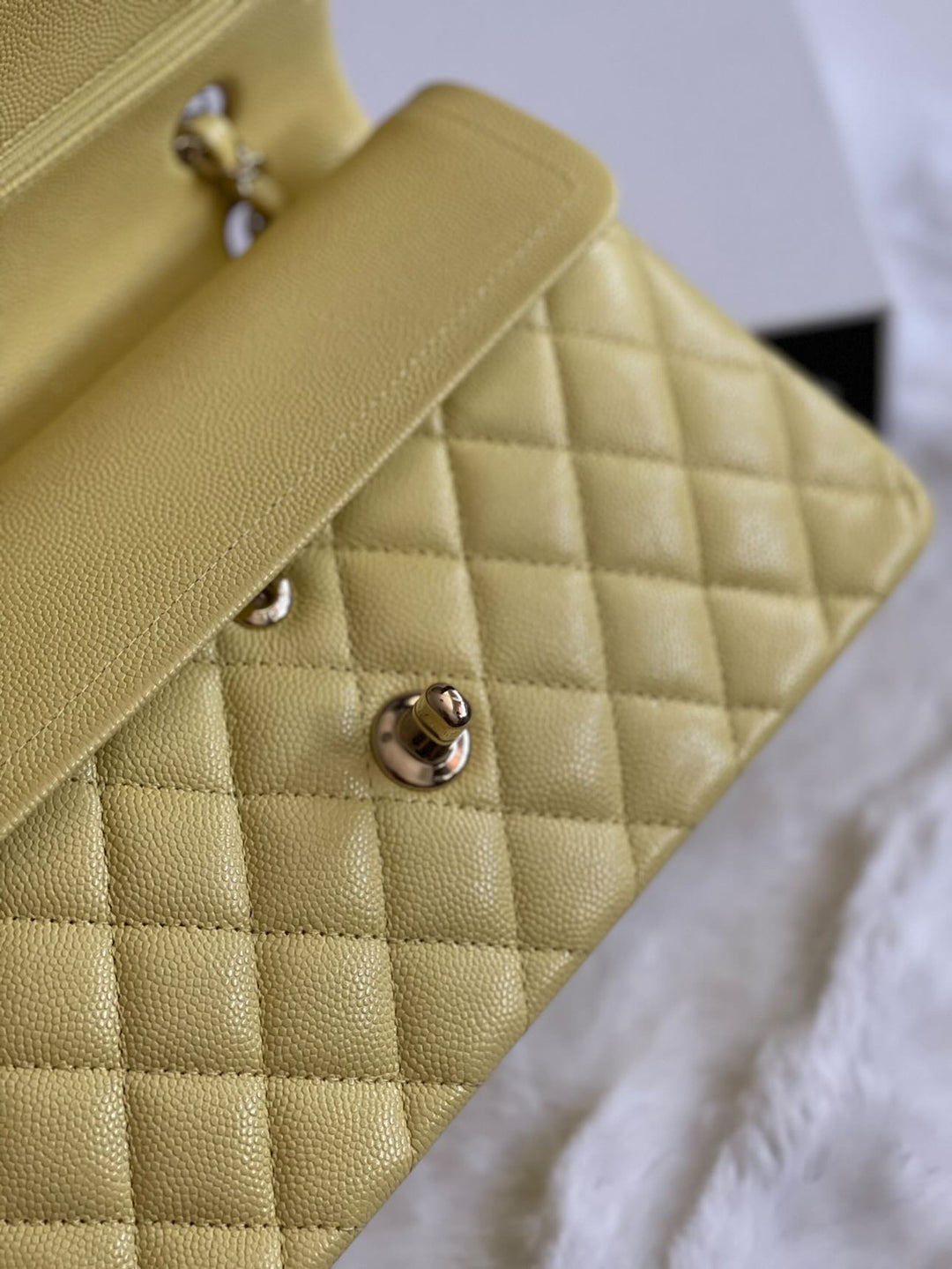Chanel 20S 2020 Spring/Summer Collection Yellow Caviar LGHW Small Timeless Classic Double Flap Bag