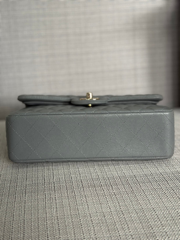 CHANEL Series 29 20C collection 2020 Grey caviar LGHW Small Timeless Classic double flap bag