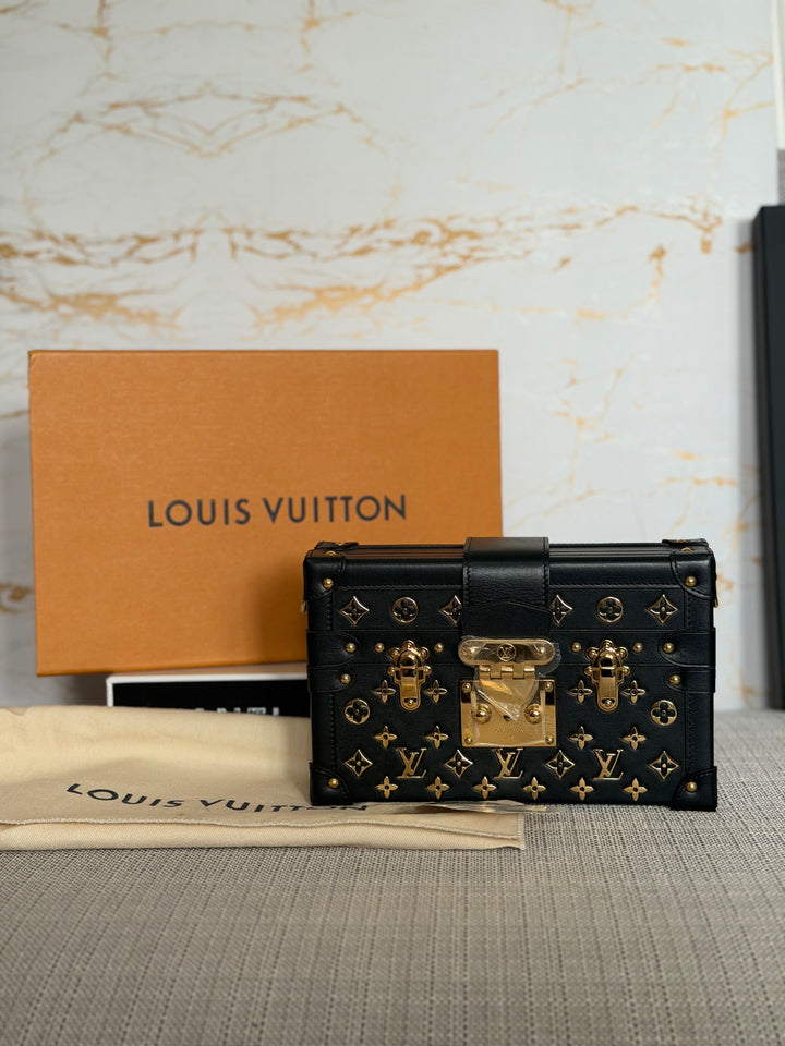 LOUIS VUITTON LV Petite Malle in Metal Black and Gold