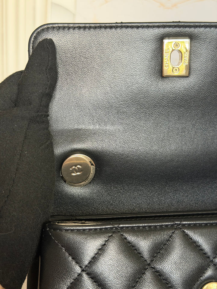 CHANEL Black Lambskin LGHW Trendy CC Flap Bag size MINI 8 inches with detachable Strap 2023/2024