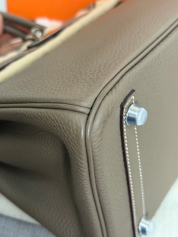 Hermès Etoupe Togo Leather PHW Birkin 30 Stamp A 2017