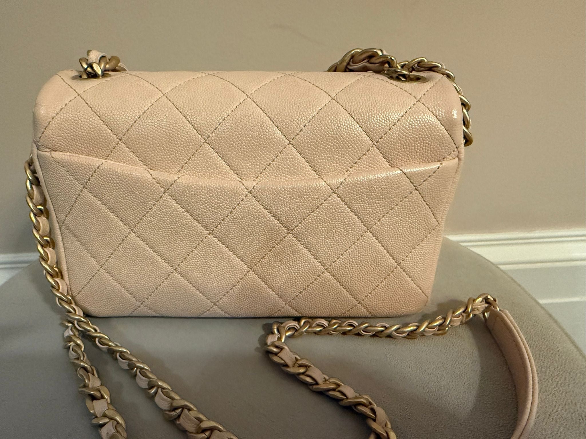 Chanel series 30 Beige Caviar LGHW Fashion Therapy Flap Bag size 