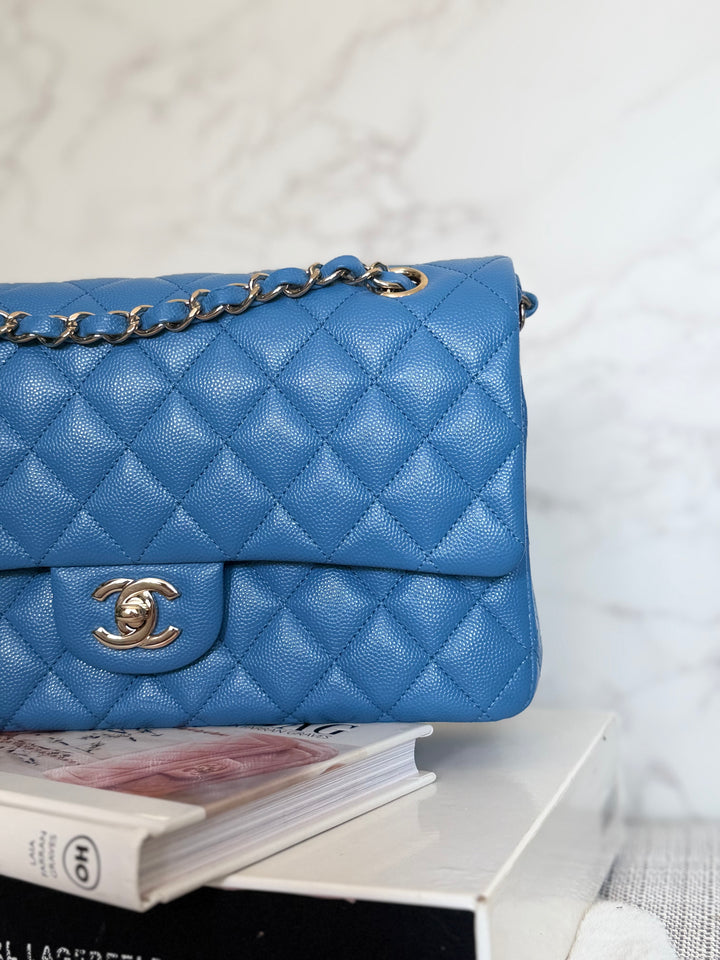 Chanel series 30 2020 Blue Caviar LGHW Medium ML timeless Classic double Flap Bag