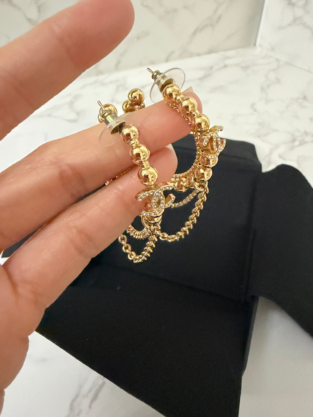 CHANEL 22C Gold Beads Earrings