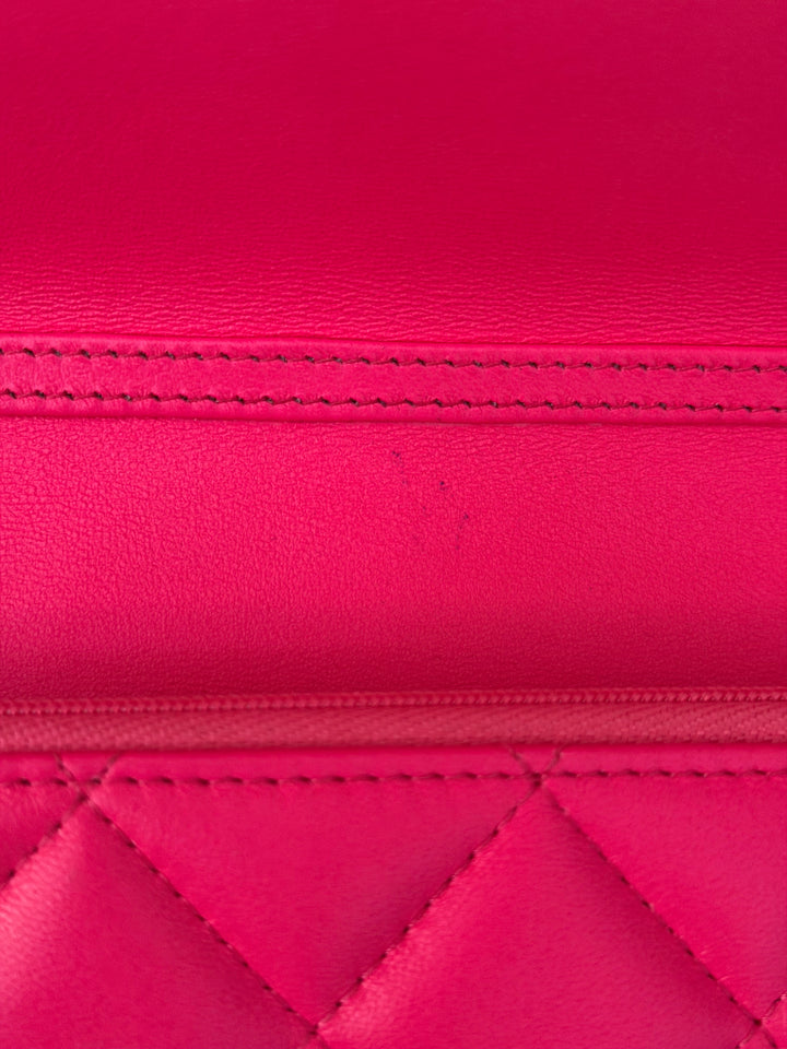 CHANEL 24C 2023/2024 Bright Hot Pink Ombré Hardware Square Wallet on Chain (WOC)