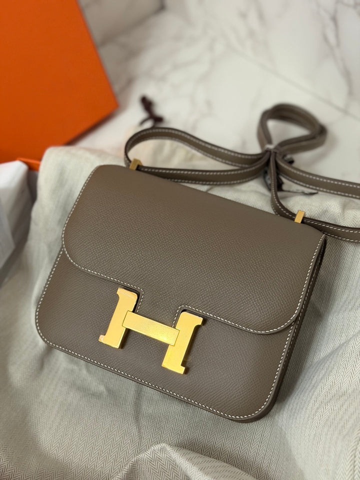 Hermes Constance 18 Etoupe Epsom Leather GHW Flap Bag Stamp D 2019