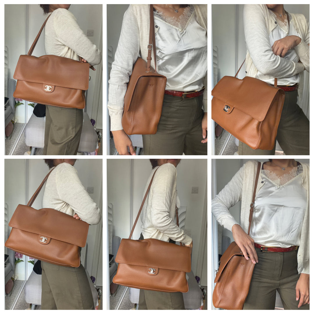 CHANEL 26A Camel Caviar SHW Maxi Flap Bag 38.5 cms Matthieu Blazy 2026