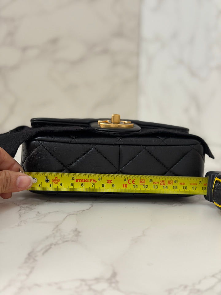 CHANEL Resin CC Black Lambskin Aged GHW Seasonal Flap Bag 2023