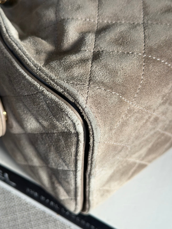 CHANEL Grey Suede 25 Hobo Bag size SMALL aged GHW 2025/2026