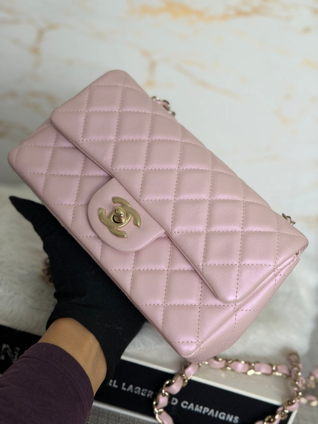 CHANEL 21S Light Pink Calf Skin LGHW Mini rectangular flap bag series 31 2021 *super rare*