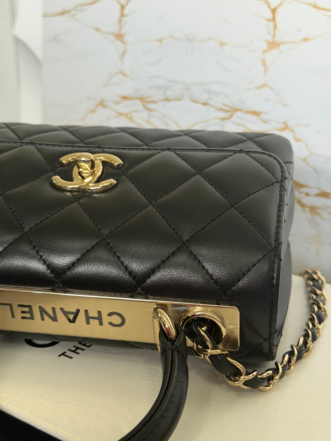 CHANEL Black Lambskin LGHW Trendy CC Flap Bag size MINI 8 inches with detachable Strap 2023/2024