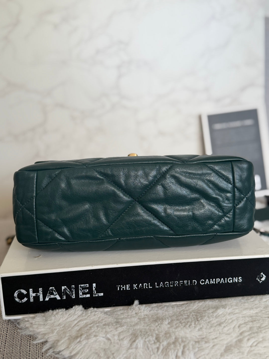 CHANEL 19 size SMALL in 20B Teal Dark Green Goat skin mixed hardware 2020