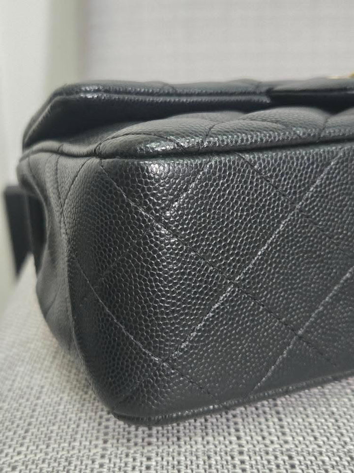 Chanel series 24 2017 17B Black caviar LGHW Mini Rectangular Flap Bag with Burgundy Leather lining