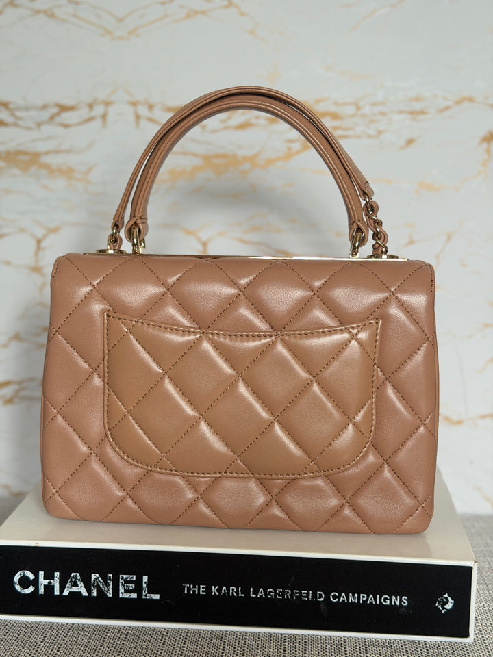 CHANEL series 23 Caramel Dark Beige Lambskin Trendy CC Flap Bag size SMALL with LGHW and detachable strap